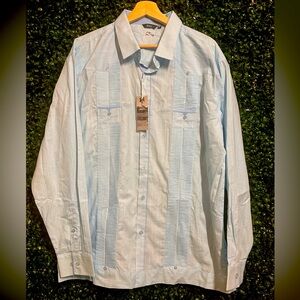 Bohio Breeze Men’s size XL Button Down Shirt w/ Lots of Button Details Lt Blue